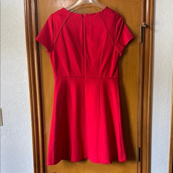 J CREW Red Short Sleeve Flounce Ponte Dress - Picture 5 of 5